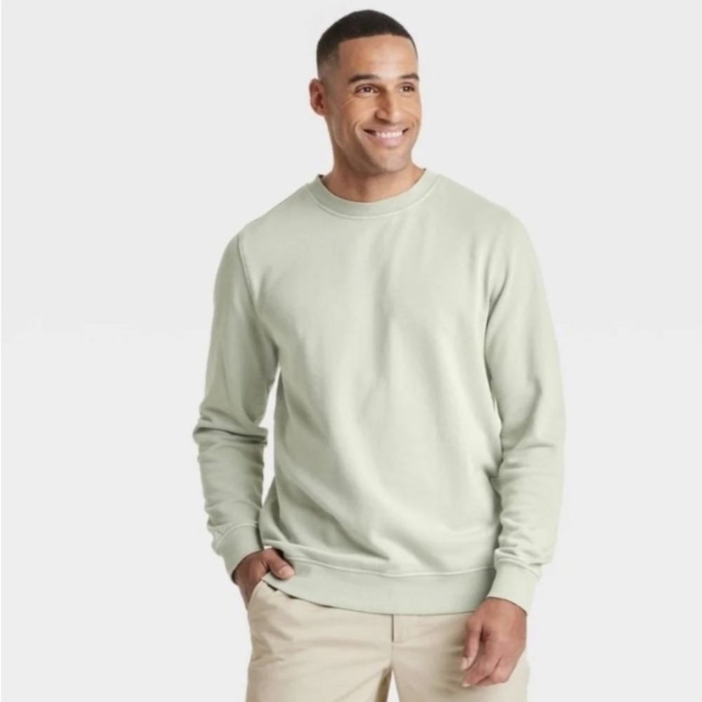 Goodfellow & Co Mens Sweatshirt XL Sage Green Pullover Crew Neck French‎ Terry